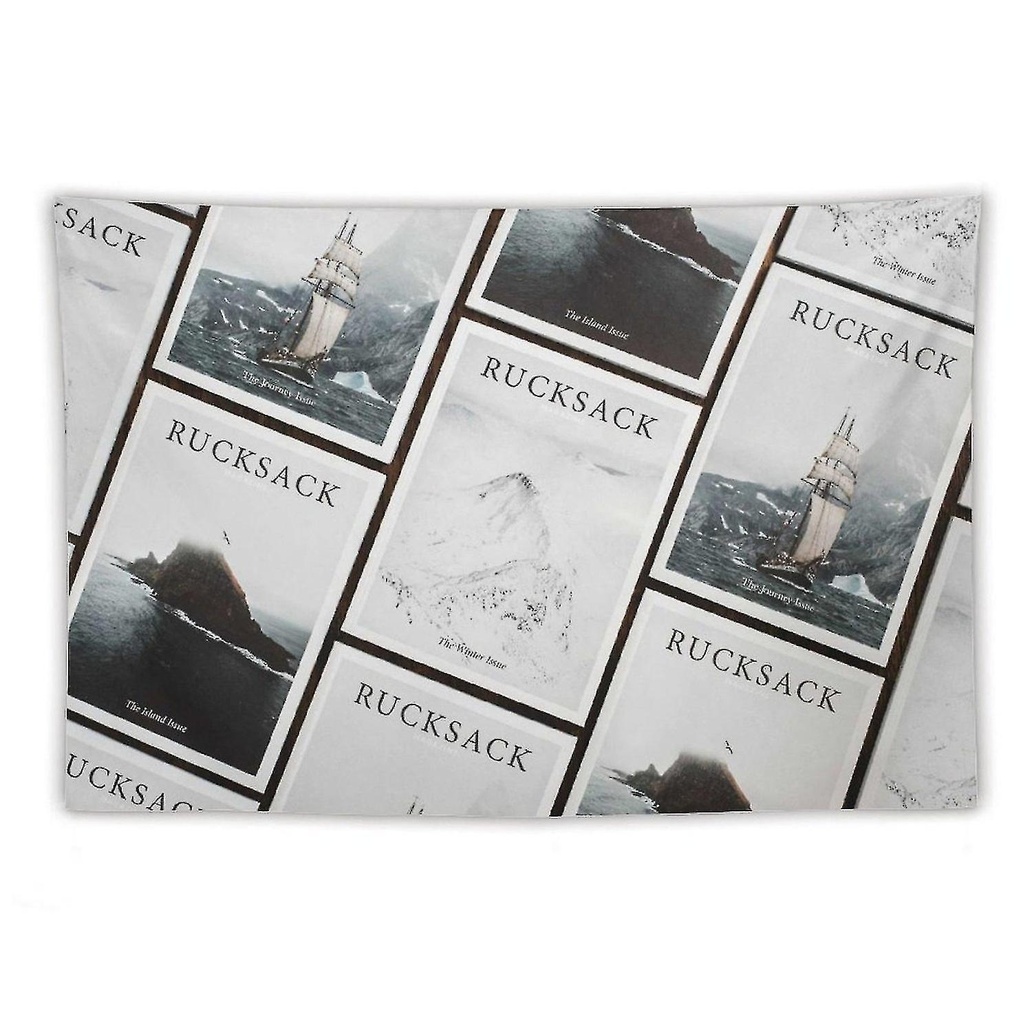 White and brown architectural painting print art tapestry