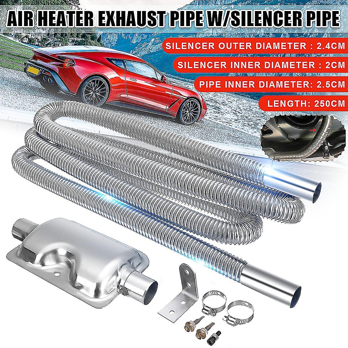 Σωλήνας εξάτμισης ανοξείδωτου ανοξείδωτου 250cm + 24mm σωτήρας στάθμευση αέρα θερμαντήρας diesel