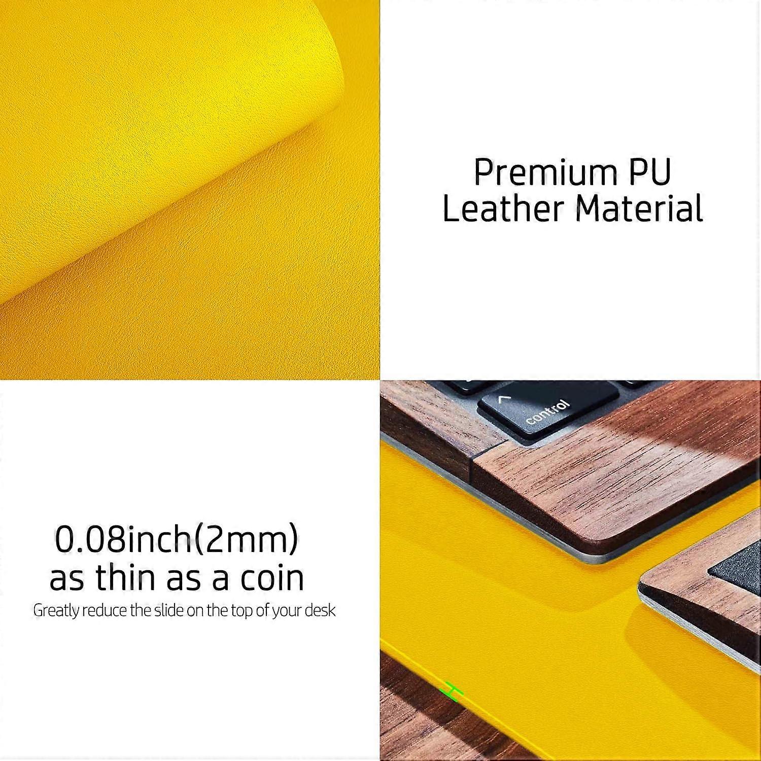 Durable leather table mat mouse mat waterproof PU leather table mat non-slip for office and home (80 cm x 40 cm, apricot)