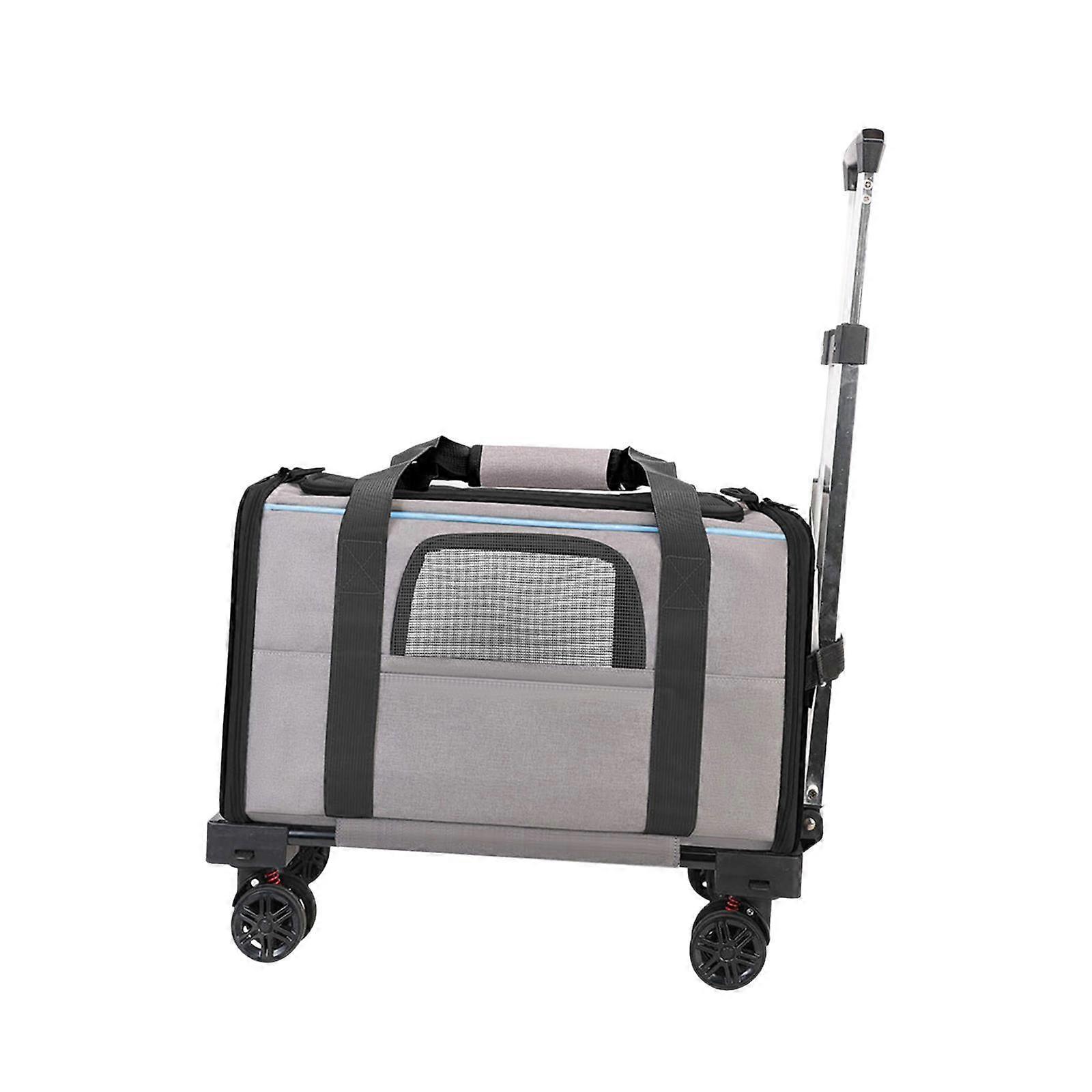 Dog Carrier with Wheels Tote Rolling Cat Carrier for Kitten Small Dogs Trips A