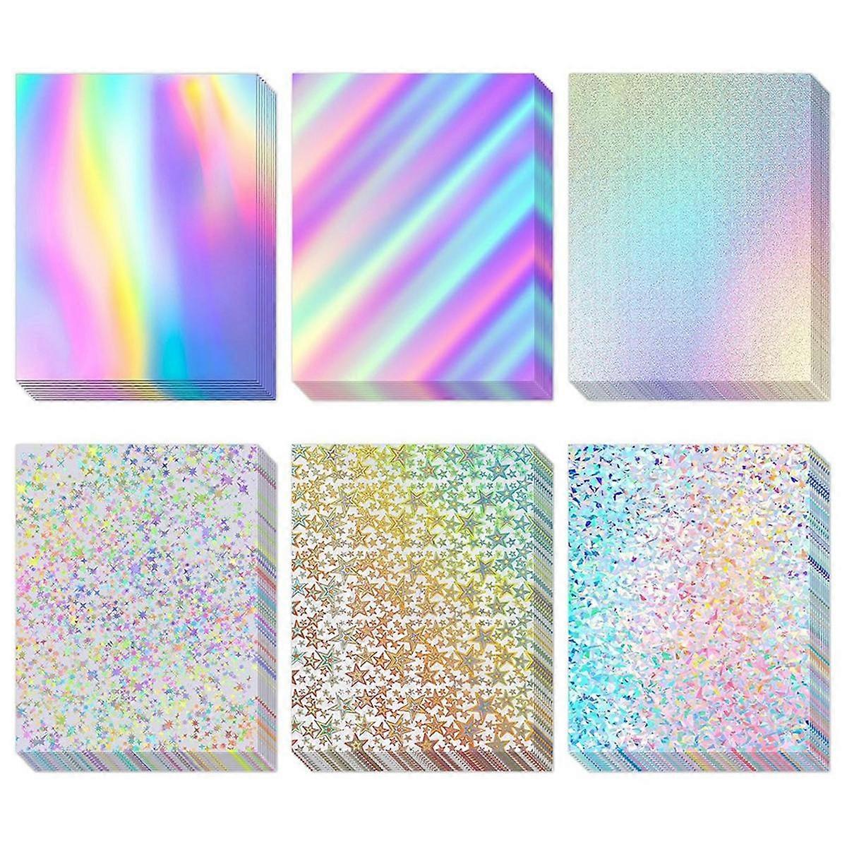 120 Sheets Holographic Cardstock 8.5 X 11, 250gsm/92lb Metallic Cardstock Glitter Shiny Iridescent-Mirror Paper