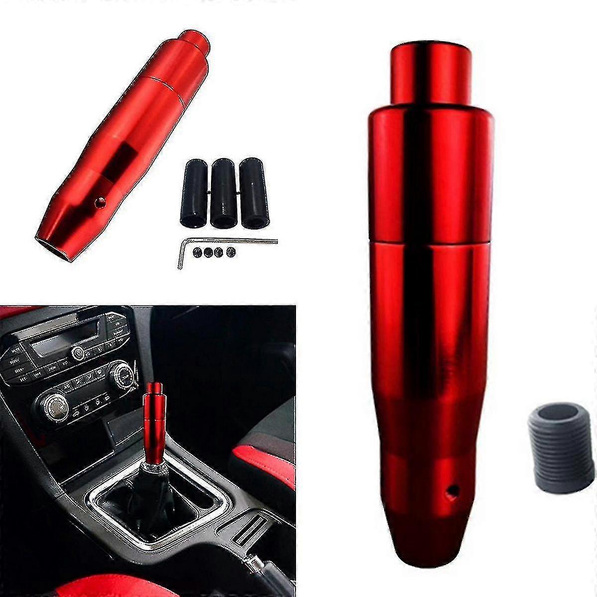 Aluminium Smooths Gear Shifter Head Automatic Shift Knob With Push Button Red