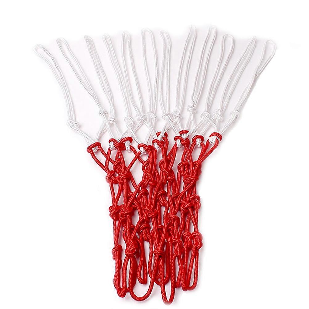 Nylon Braided Regular Size Professional Basketball Net Replacement Basketball Net All-Weather Heavy Duty Thick Net 12 Loops (Red)