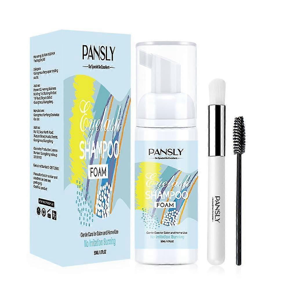 Eyelash Extension Foaming Shampoo Lid Lash Foam Cleanser 50ml Included Brushes