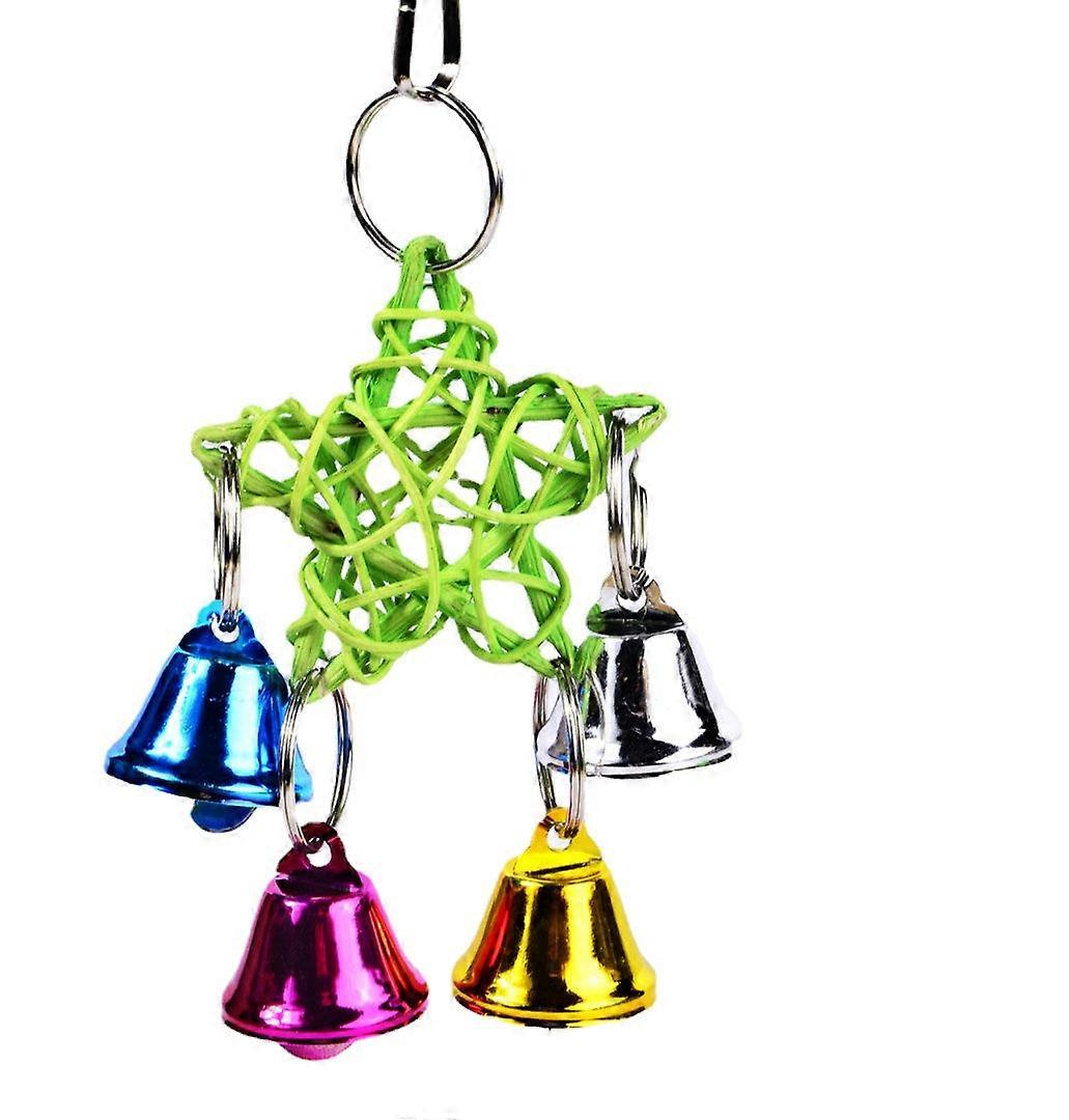 Safe Non-toxic Bird Toys 2pcs Parrot Pet Five-pointed Star Bite String Rattan Bell