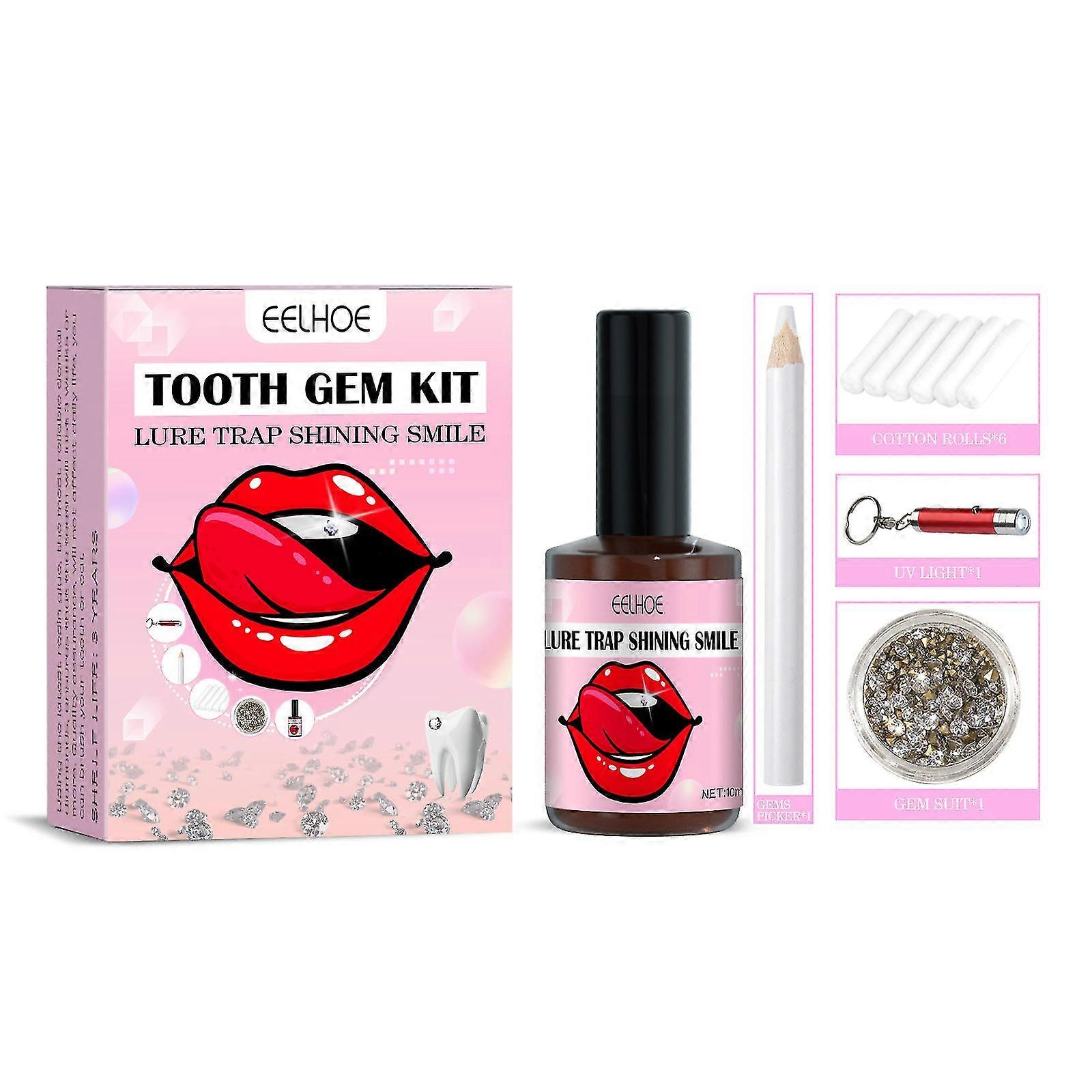 Tooth Crystal Set With Curing Lamp And Glue, 20 Piece Crystal Jewelry Starter Set
