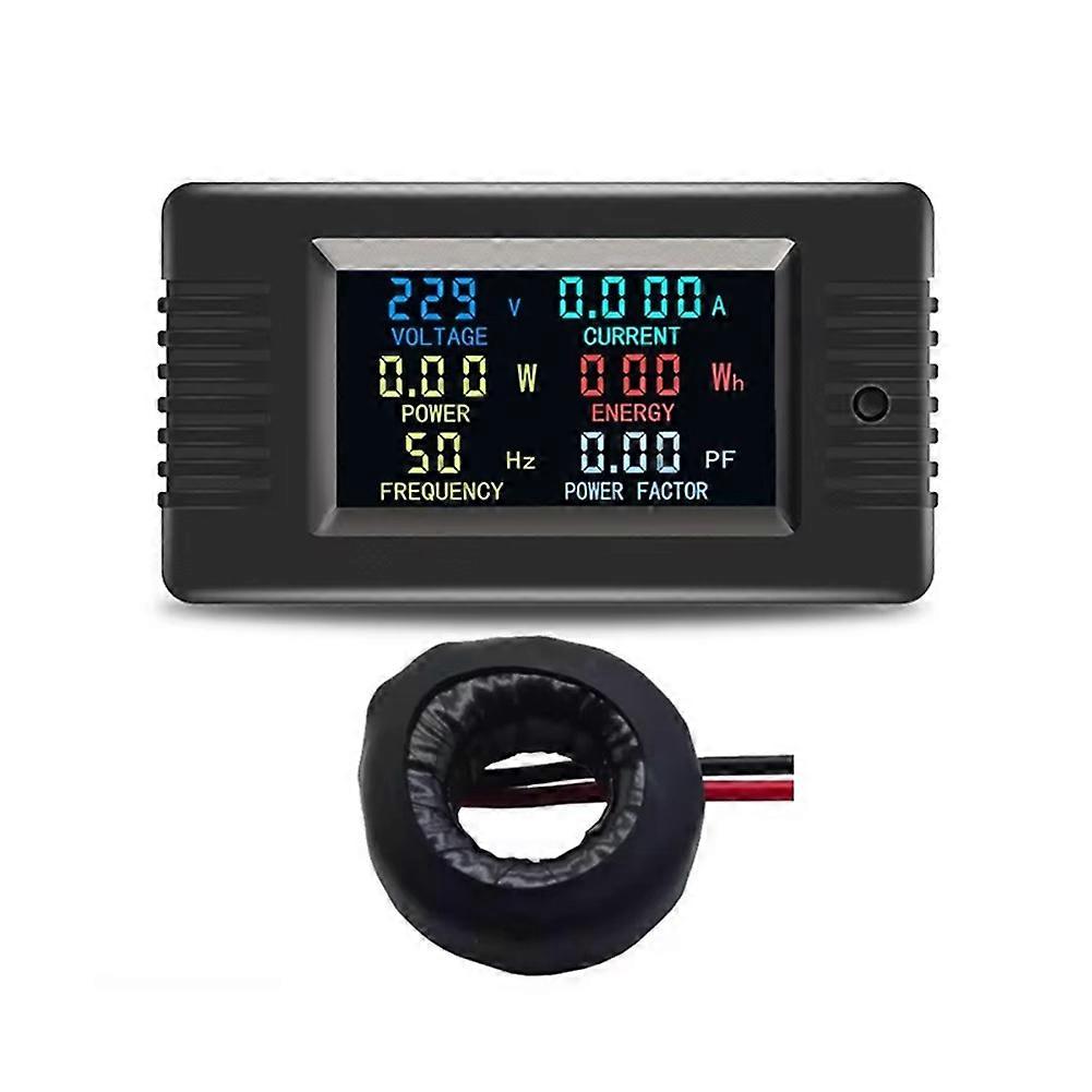 PZEM-022 Digitální inteligentní měřič energie Jeden LCD displej Barevná obrazovka 6v1 Voltmetr kWh Měřič výkonu + Cívka CT 63A