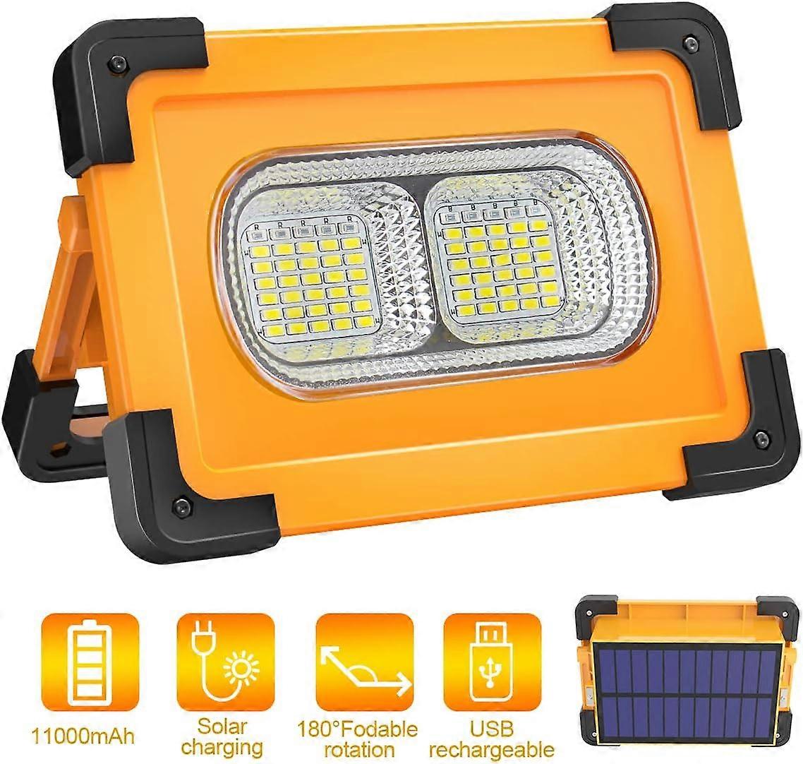 Nirvana Rechargeable LED Flood Light 80W 4000 Lumens Portable Floodlight with Solar Panel 4 Modes Super Bright Work Light for Camping, DIY