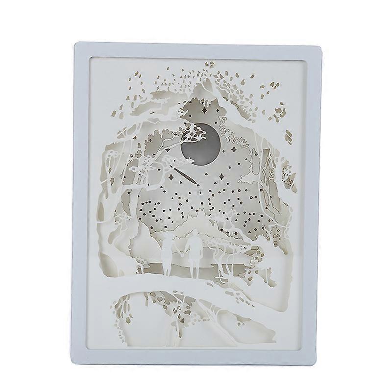 אור לילה, חתך נייר תיבת אור 3D תיבת צל הוביל אור לילה מנורת ABS מסגרת נייר גילוף אמנות לילה