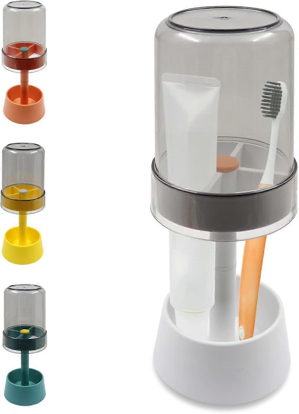 1PCS Toothbrush Holder Stand with Tooth Brush Cups/Cover, Toothpaste Holder Stand with 3Slots