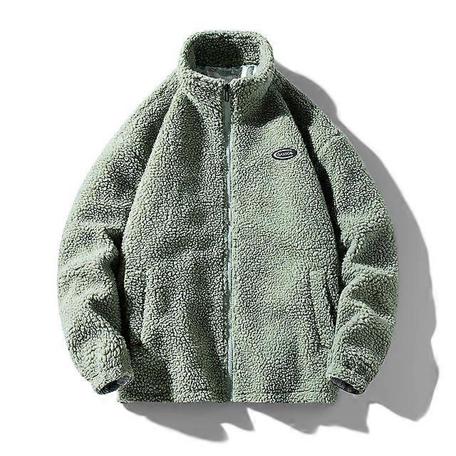 Hip Hop Winter Fleece Fluffy Jacket Streetwear Harajuku Fuzzy Zipper Coat Men Autumn Solid Color Lightweight Jackets Black Beige