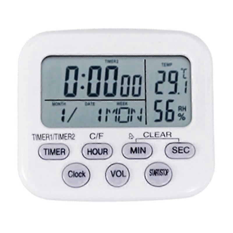 Creative Timer Clock Thermometer Hygrometer Date Display 1224 Hours for Indoor