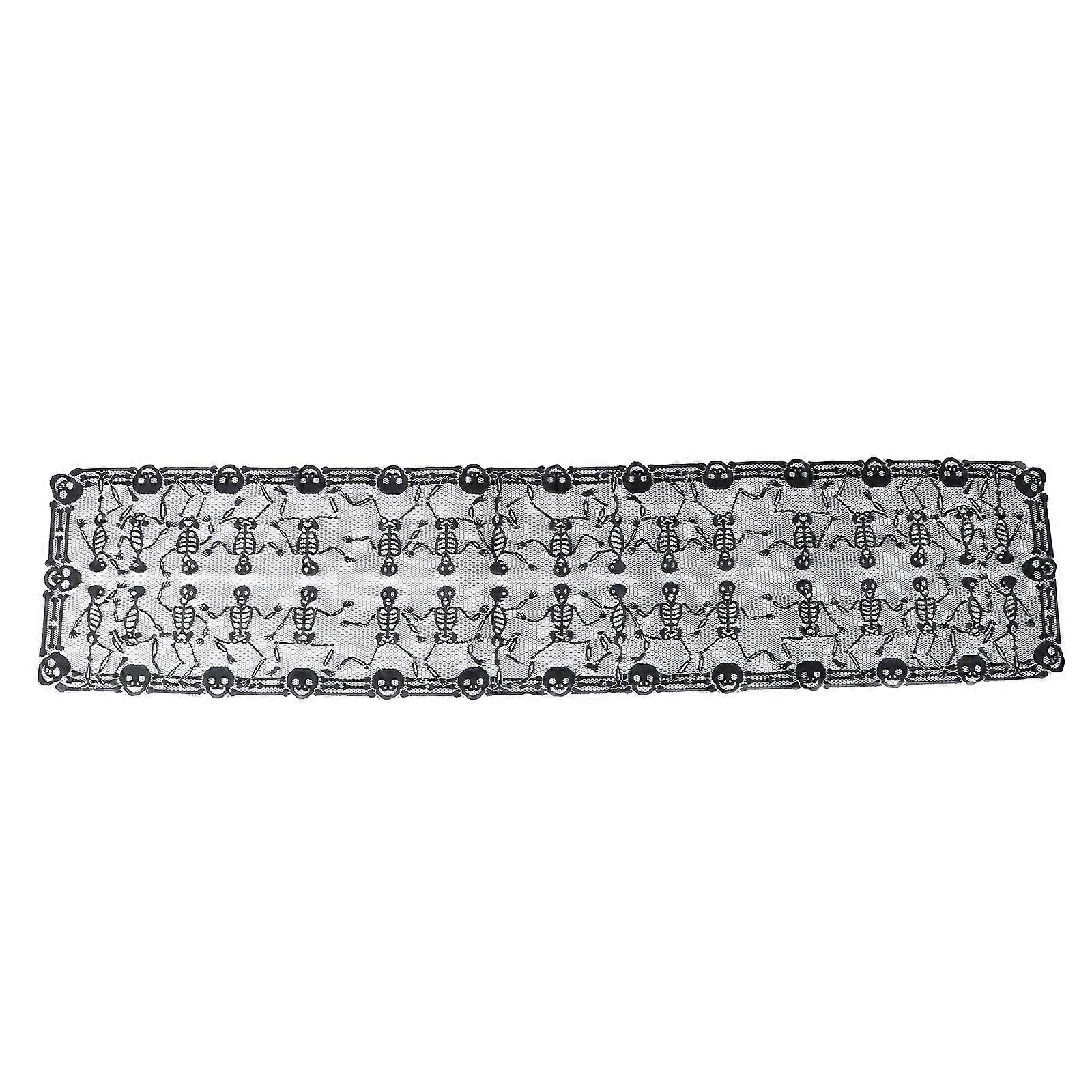 1Pc Halloween Skull Design Tablecloth Decorative Table Runner for Party Black