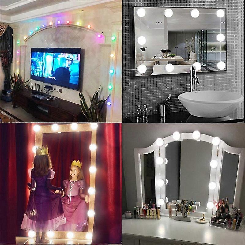 3 Modes Colors Makeup Mirror Light Led Touch Dimming Vanity Dressing Table Lamp Bulb USB 12V
