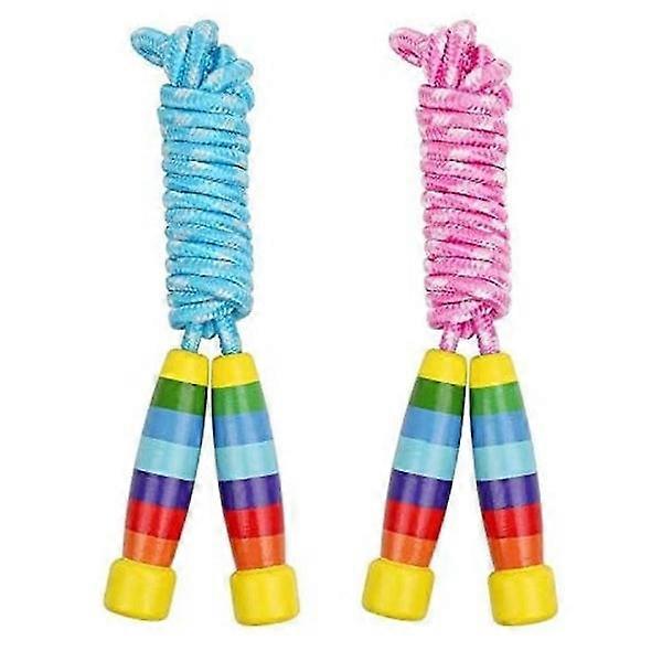 Kids Rainbow Jumping Rope with Adjustable Wood Handles