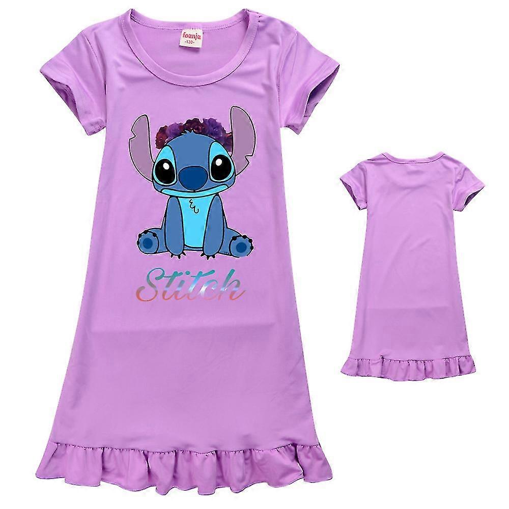 7-14 Kids Girls Cute Lilo Stitch Printed Short Sleeve Pyjamas Pjs Sleepwear Wear
