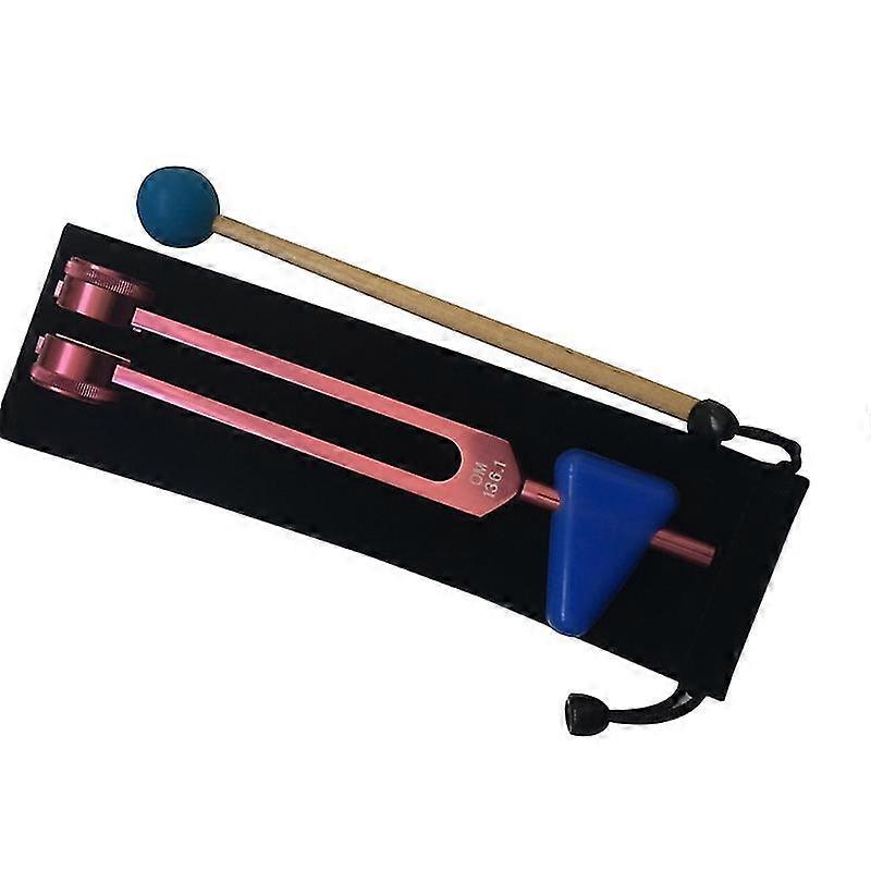 Om 136.1 Hz Tuning Forks Set Chakra Tuning Fork Sound Healing Fork Crystal Fork Tuning Therapy Tool All In A Pouch & Wooden Striker