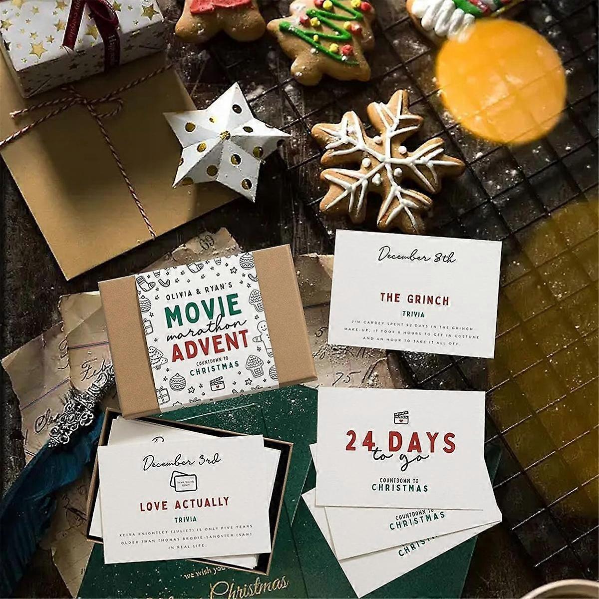 Christmas Calendar Cards 24PCS Christmas Countdown Calendar Card Set 24 Days Greeting Card Commemor