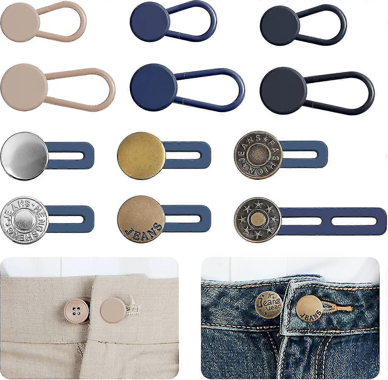 12 Pieces Of Jeans With Extended Waistband, Multifunctional Adjustable Extended Button, Spring Adjustable Button