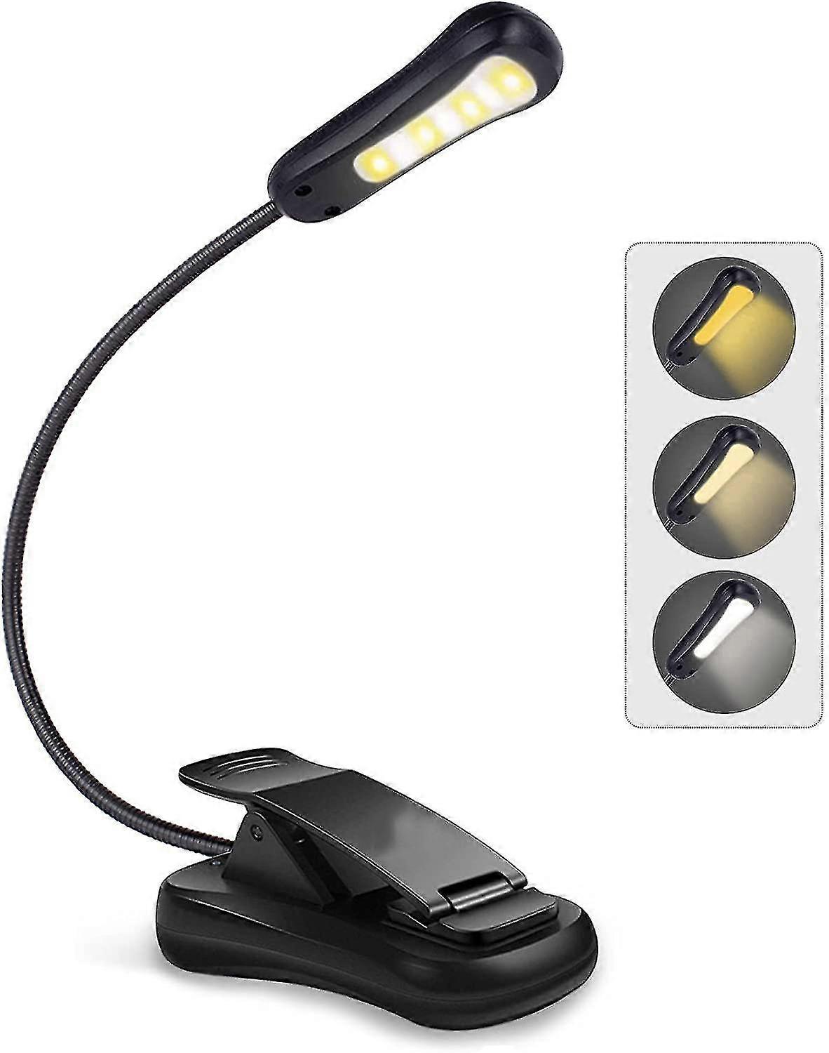 Rechargeable Book Light, 3 Color Temperature  3 Brightness, 9 Levels Of Brightness, Bed Reading Light. Up To 70 Hours Of Lighting. Suitable C