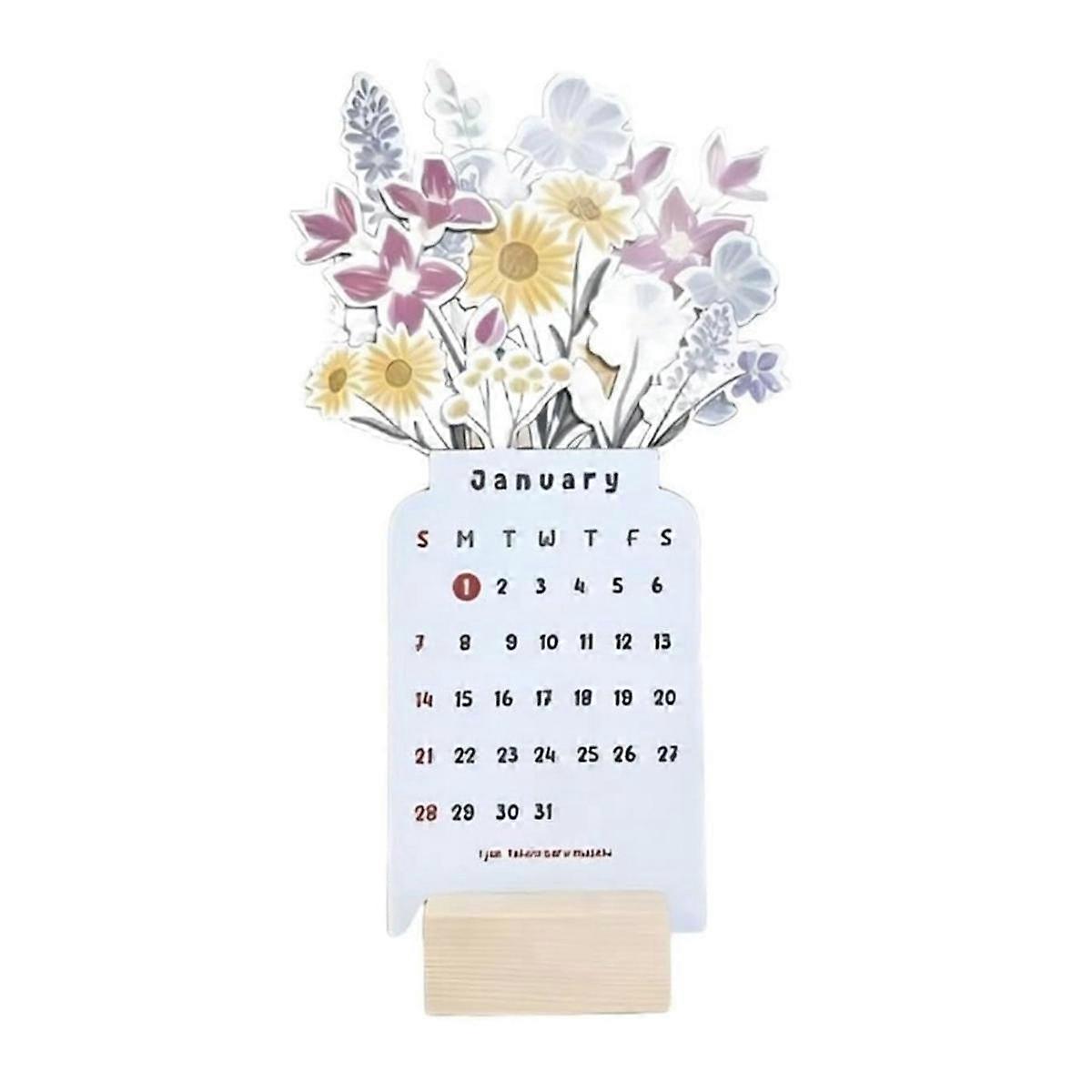 2024 Calendar,2024 Bloomy Flowers Desk Calendar, Small Desk Calendar, Funny Unique Bloomy Flower De