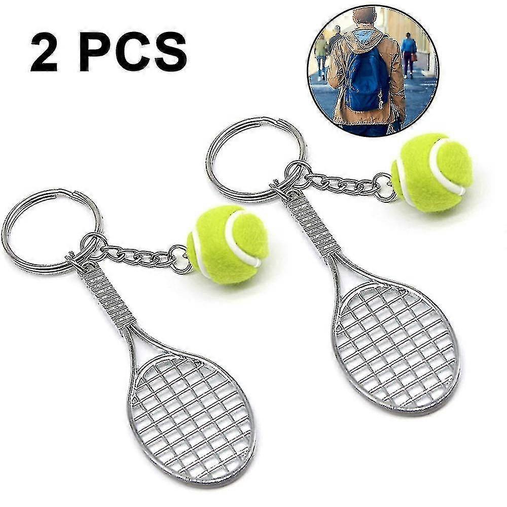 2pcs Tennis Racket Keychain
