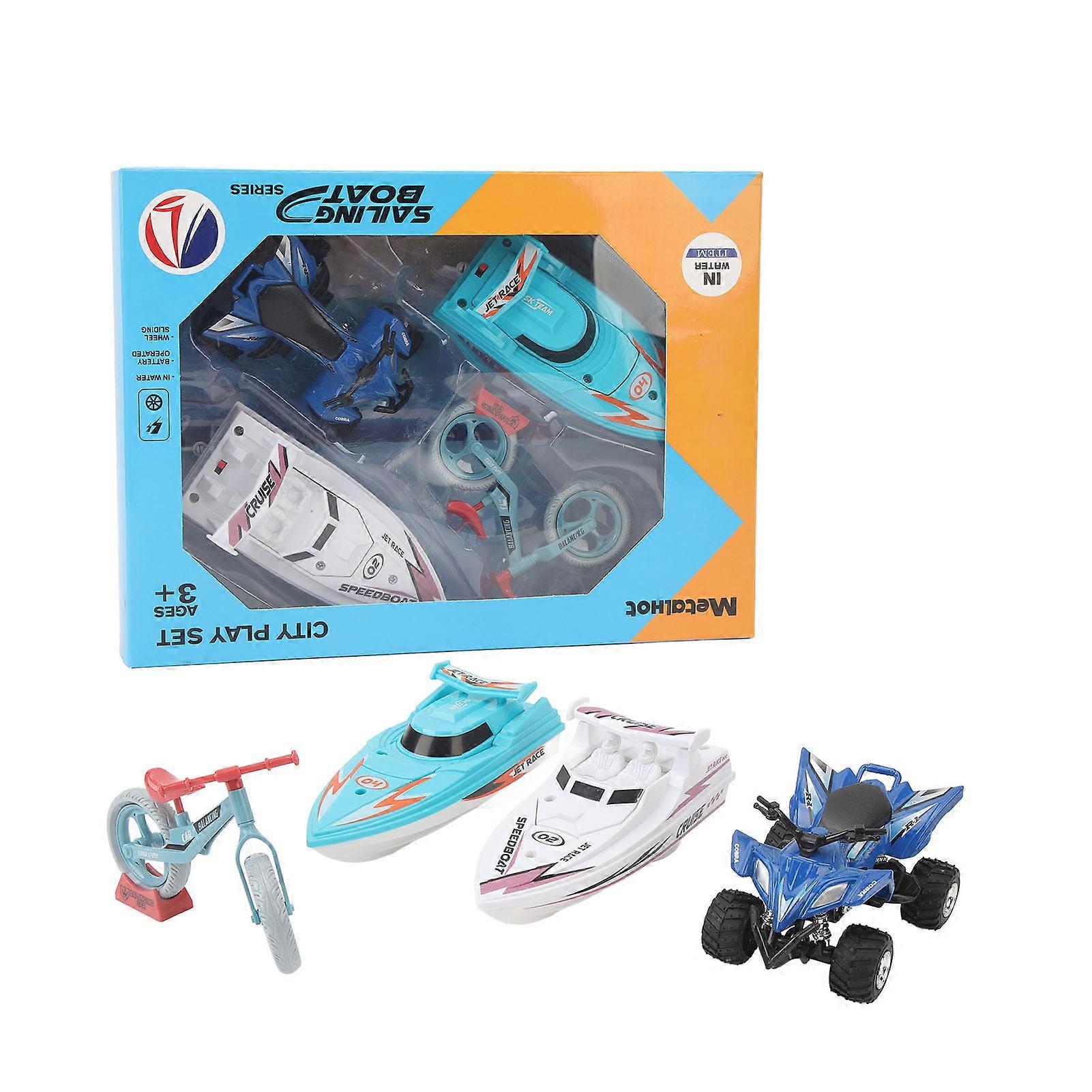 Sailing Boat Toy Set High Speed Alloy Yacht Bike Toy Good Simulation for Kids Children