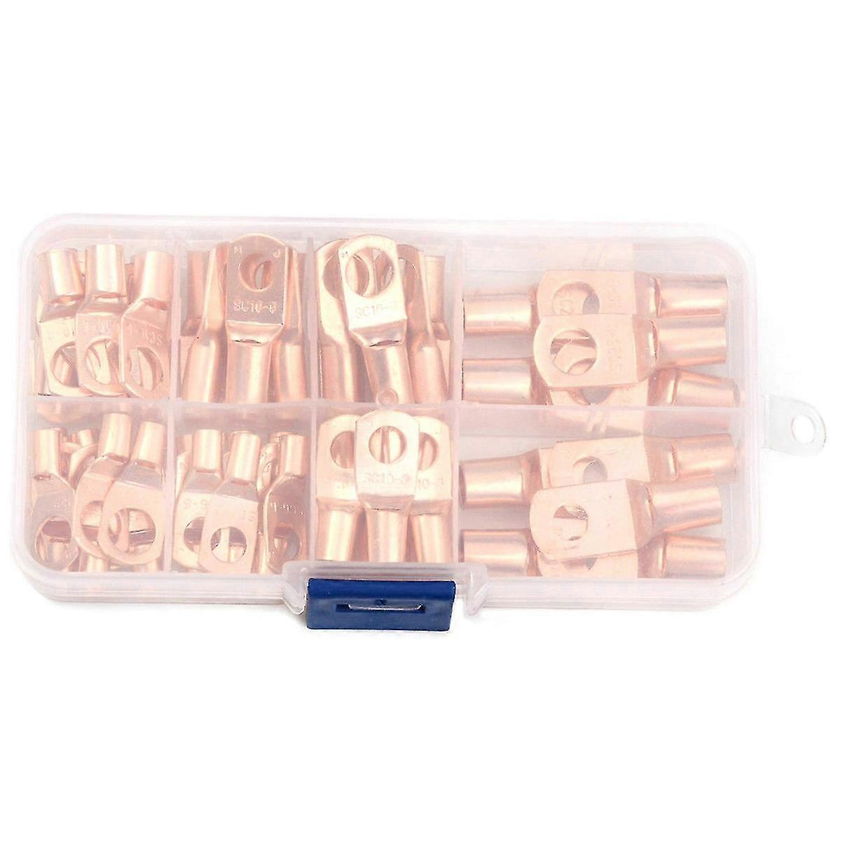 140pcs Copper Wire Ring Terminal Lug Battery Welding Bare Connectors Set Kits