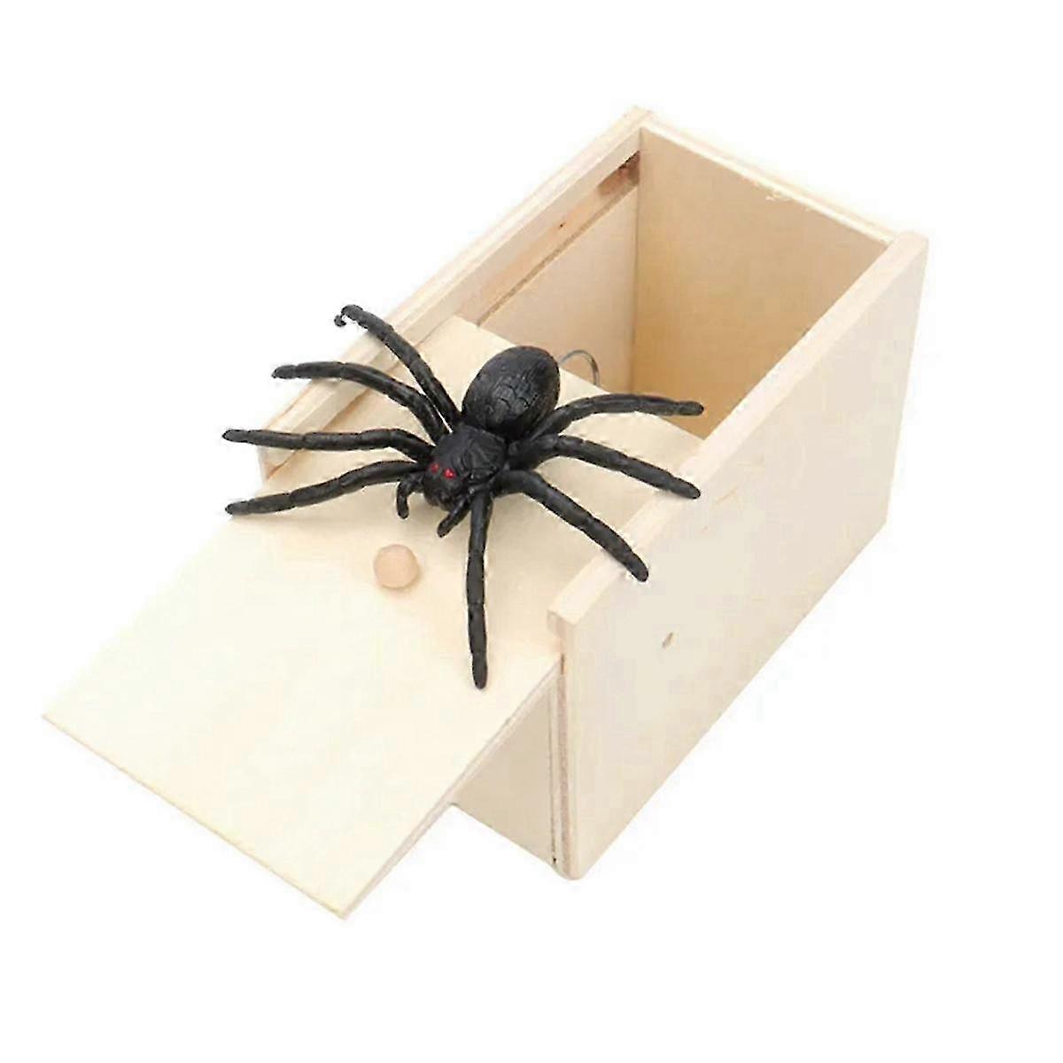 2 stk Spider Prank Box, håndlavet træ edderkop penge overraskelse i en kasse, pranks stuff legetøj til Adu