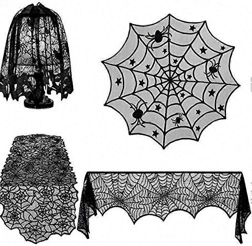 Elegant Spiderweb Halloween Decor: Table & Fireplace Accents