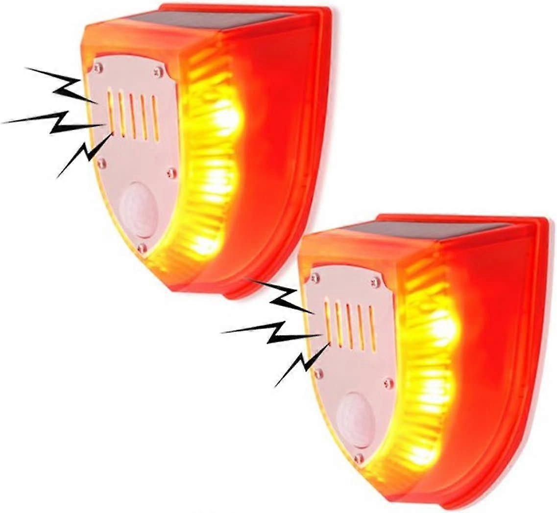 Solar Security Alarm Strobe Outdoor Farmyard Warning And Motion Detector Waterproof Polycrystalline Panel Flashing Siren Led Light ? 2 Bags ?