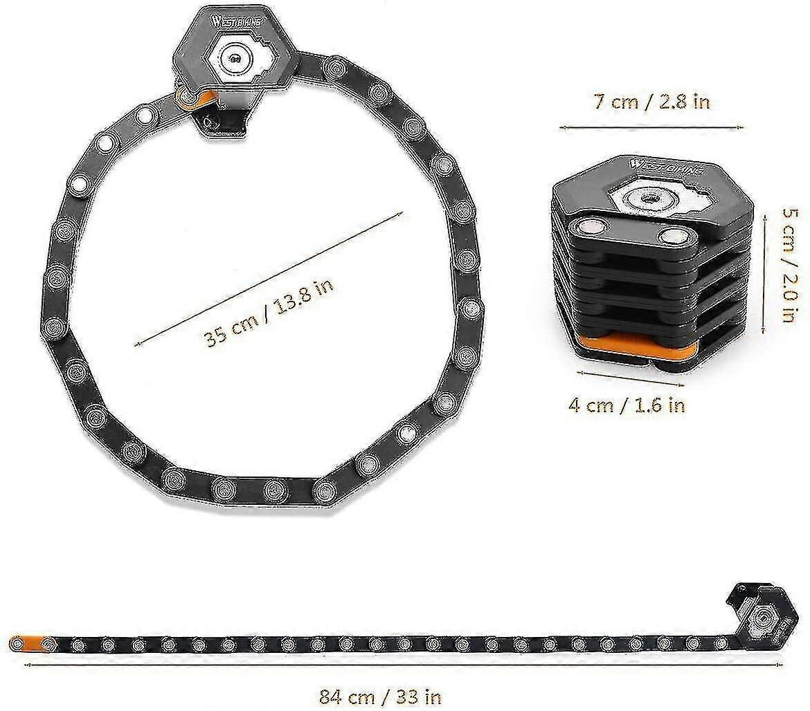 Bike Lock, Portable Compact Folding Chain, Folding Aluminum Alloy Lock With Keys And Matching Locking Bracket, Unfolds To 85cm (black)