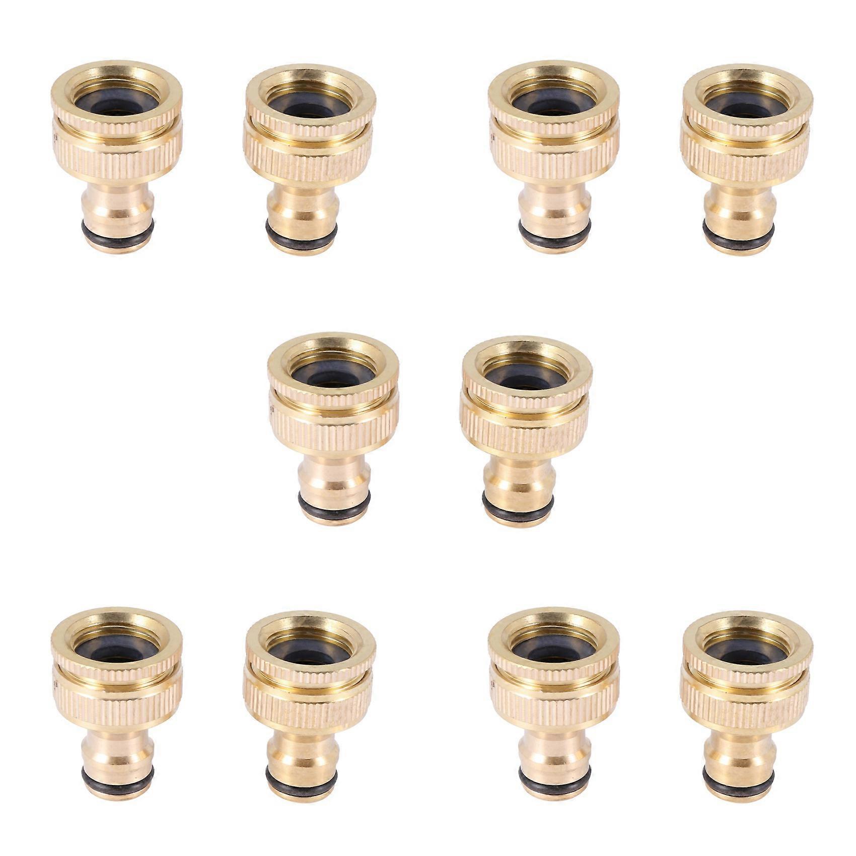 10 Pack Brass Garden Hose/Hosepipe Tap Connector 1/2 Inch and 3/4 Inch 2-In-1 Female Threaded Fauce