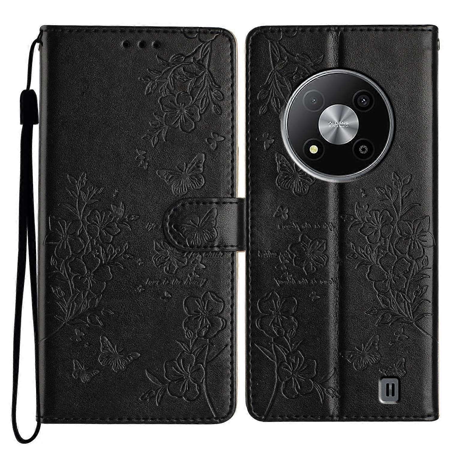 Estuche de PU Butterfly Love Flower para ZTE Blade A73 5G