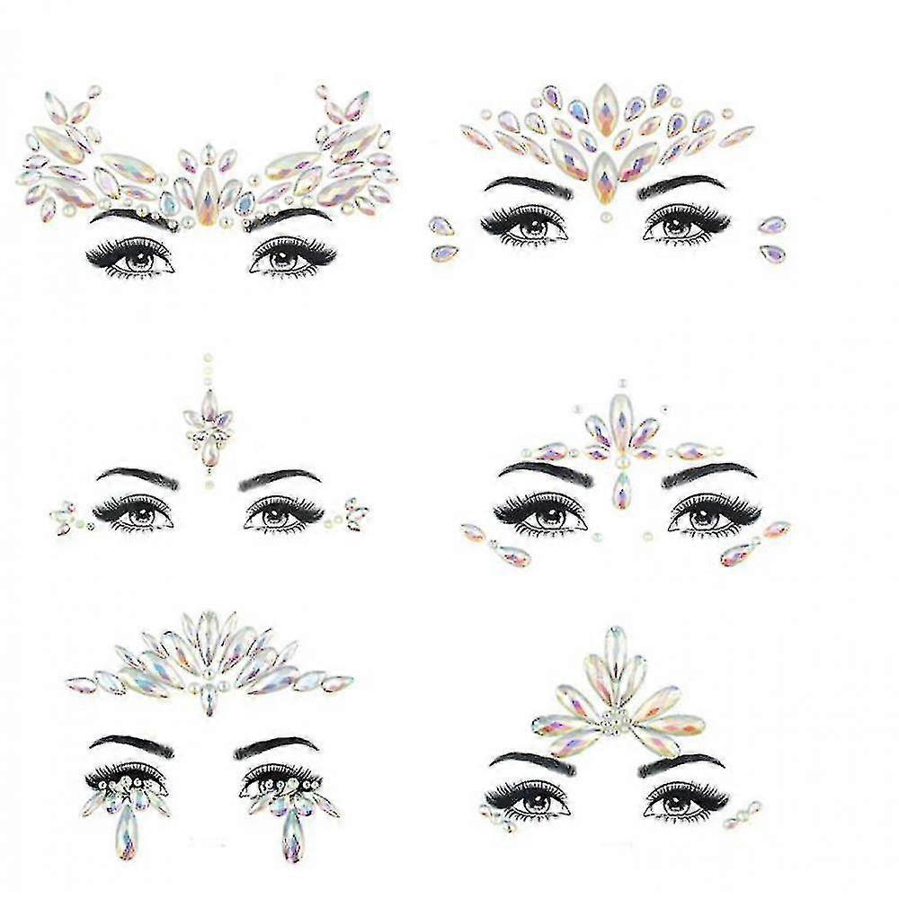 6pcs Halloween Noctilucent Face Gems Tattoo Sticker,cosplay