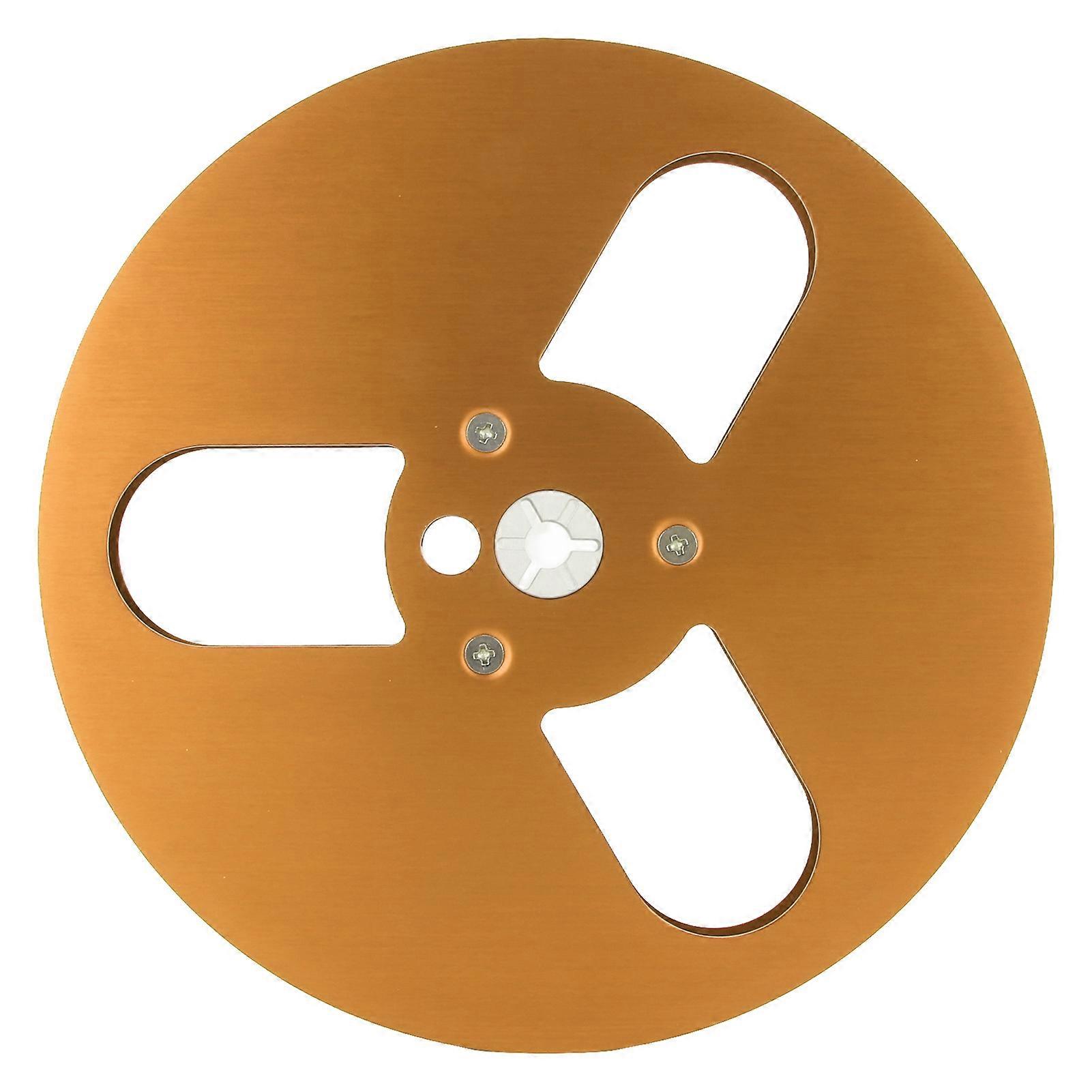 1/4 7 Inch Empty Tape Reel Aluminum Alloy Wind Resistance 3 Holes Open Reel Sound Takeup Reel for Recording for Nab Gold