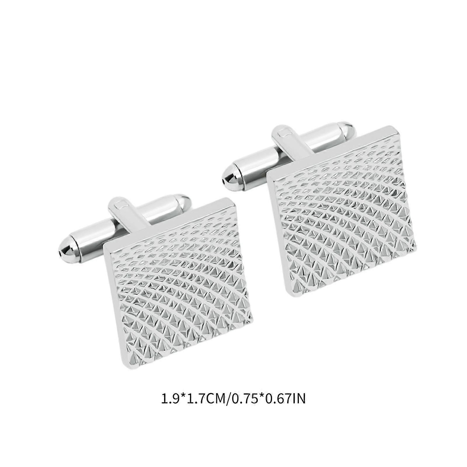 2x 2x Square Cufflinks Quality Durable Carved Pattern for Wedding Shirt