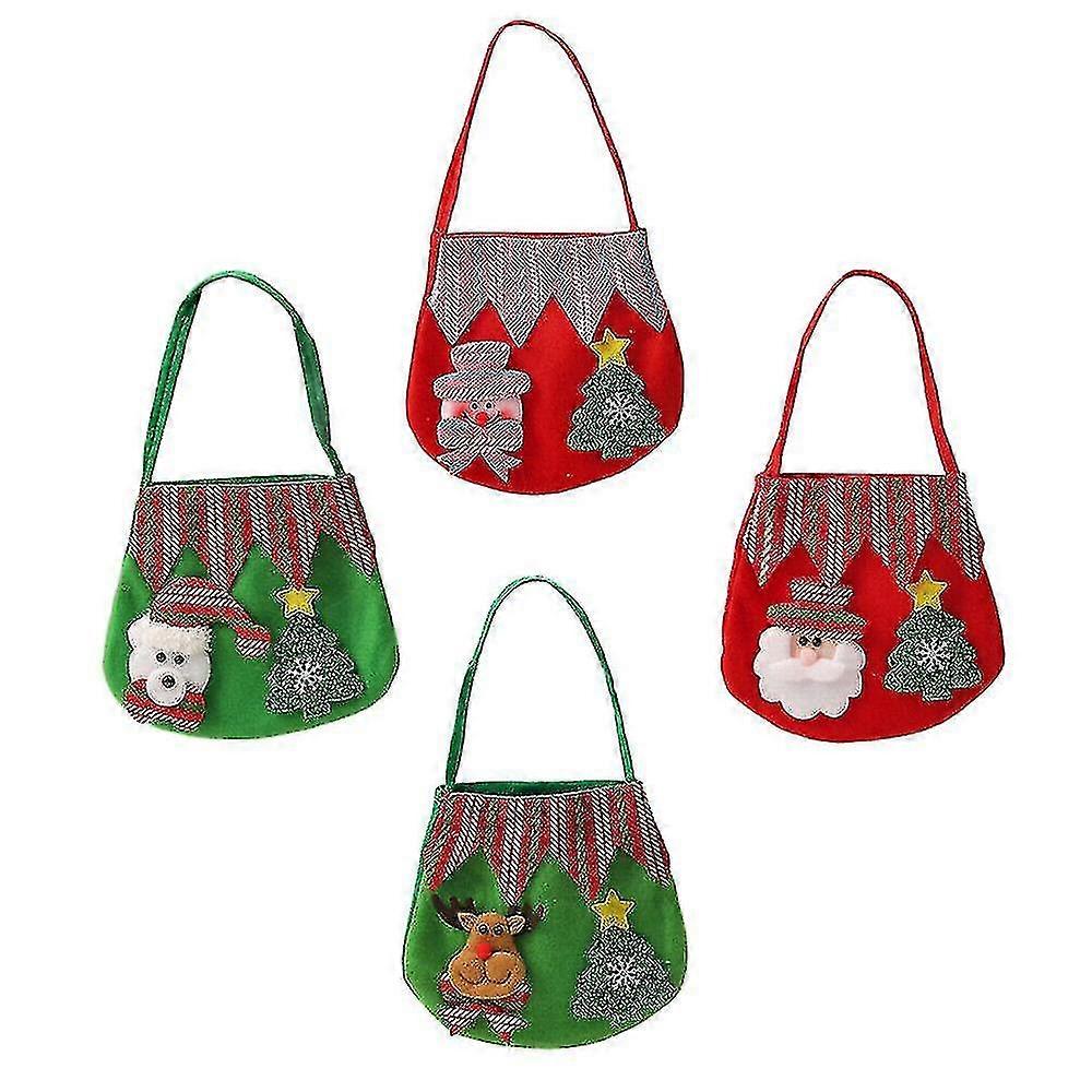 4pcs Xmas Handheld Candy Bag Gift Storage Bag Candy Container Apple Pouches