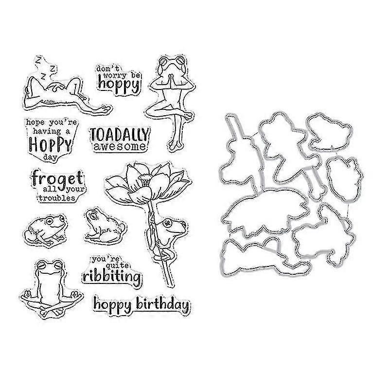 ختم ختم الضفدع مع قطع يموت الاستنسل DIY سكرابوكينغ النقش ألبوم الصور