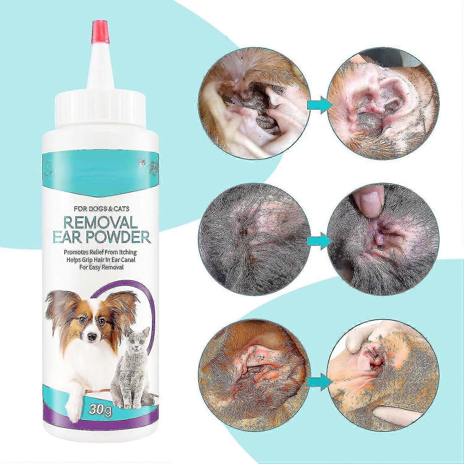 منظف أذن ، مسحوق إزالة الأذن للحيوانات الأليفة ، علاج عدوى أذن ، يدعم آذان عرضة للعدوى ، رائحة الأذن في الأليفة Tw