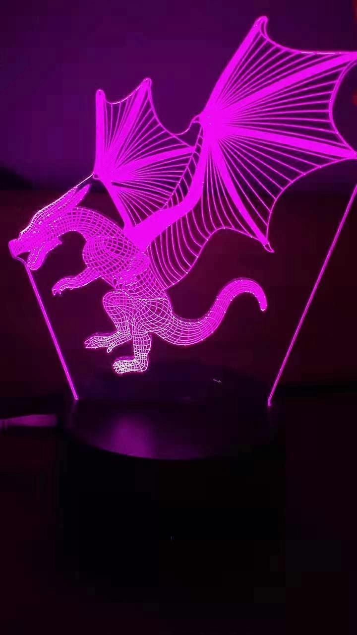 3D Fire Dinosaur Night Light Illusion Bedroom Lamp with USB