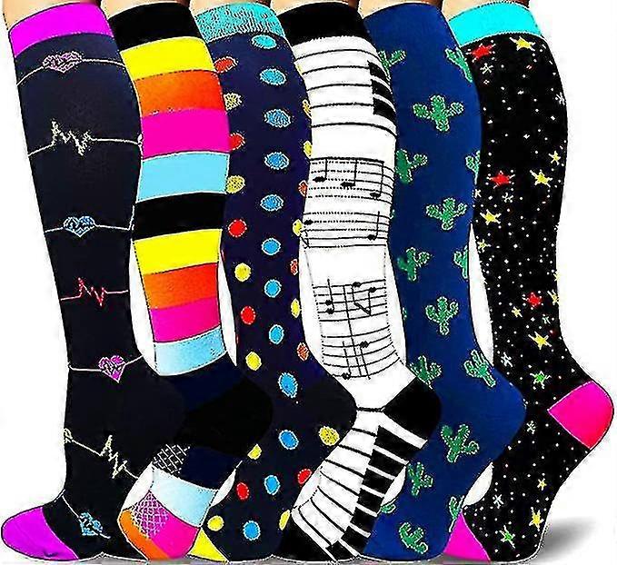 Compression Socks For Women & Men Circulation 6 Pairs For Athletic Running Cycling