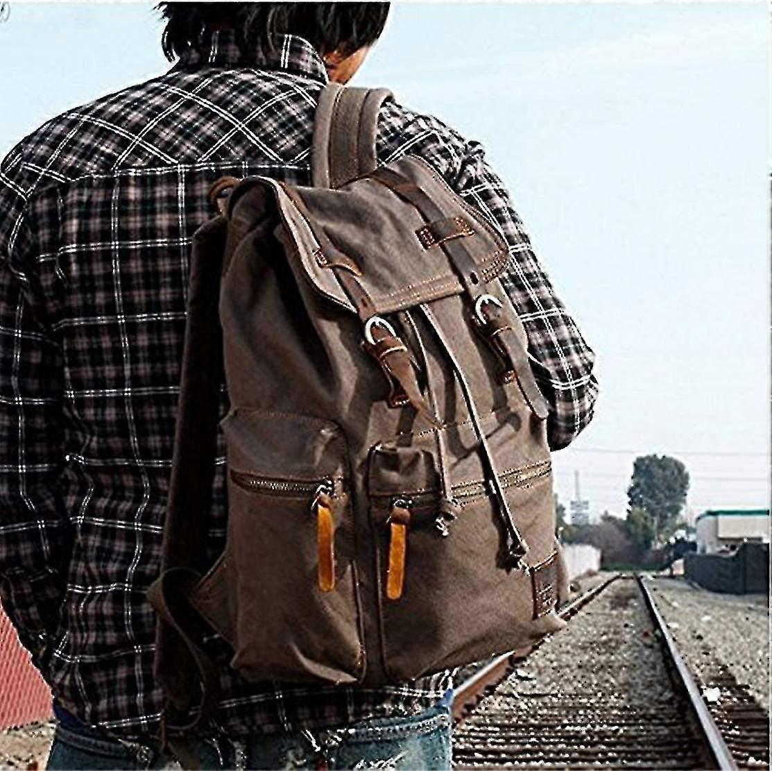خمر للجنسين عارضة جلد حقيبة ظهر قماش حقيبة سفر حقيبة سفر حقيبة المشي لمسافات طويلة حقيبة الظهر السفر في الهواء الطلق حقيبة شودر (البني)