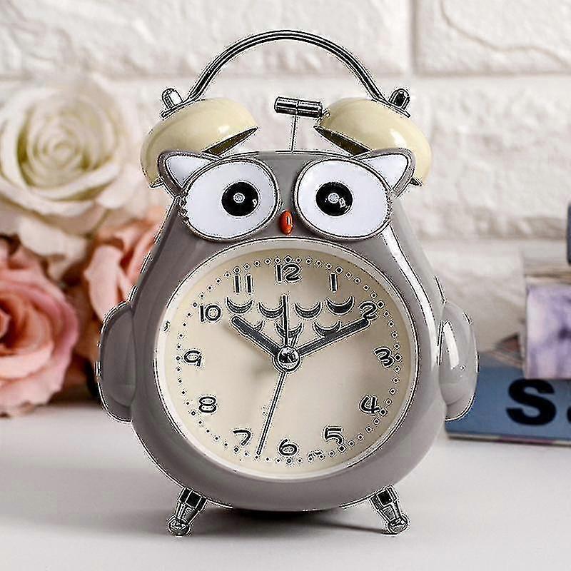 Kids Alarm Clock Owl Loud Bell Analog Alarm Clock Silent Non-ticking With Night Light