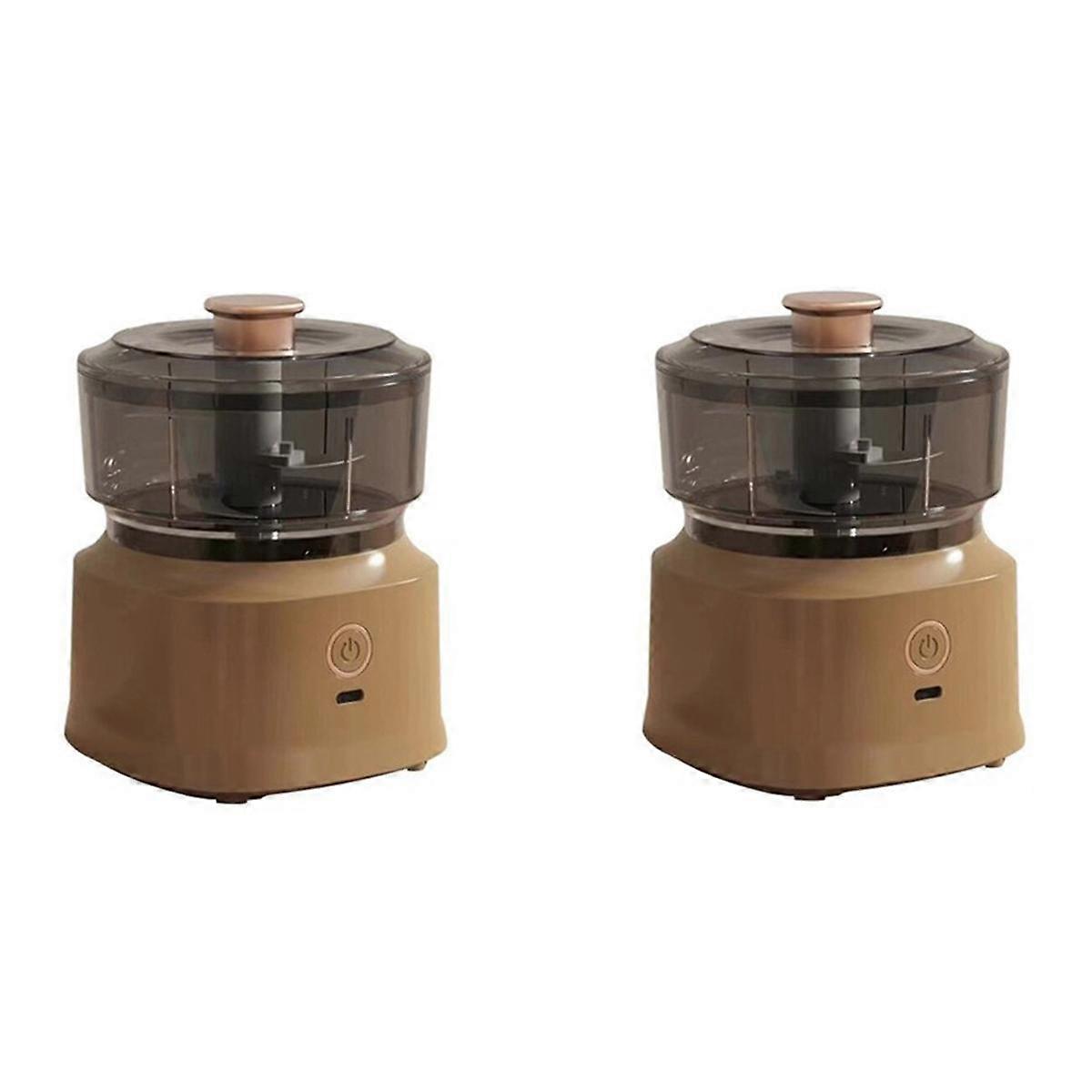 Mini Wireless Electric Garlic Press Dual-Purpose Kitchen Food Grinder Rechargeable Meat Grinder Vegetable,Coffee Color