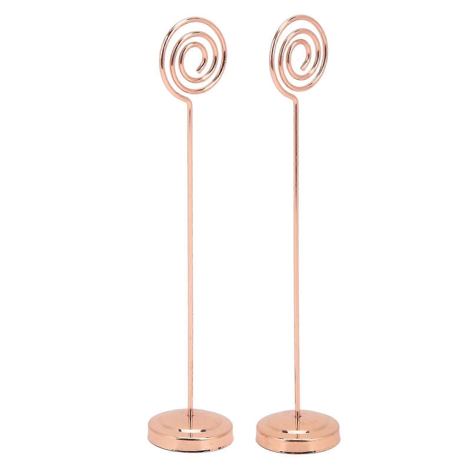 2Pcs Rose Gold Metal Table Number Holder - 200mm Round, Steady Semicircle Convex Design
