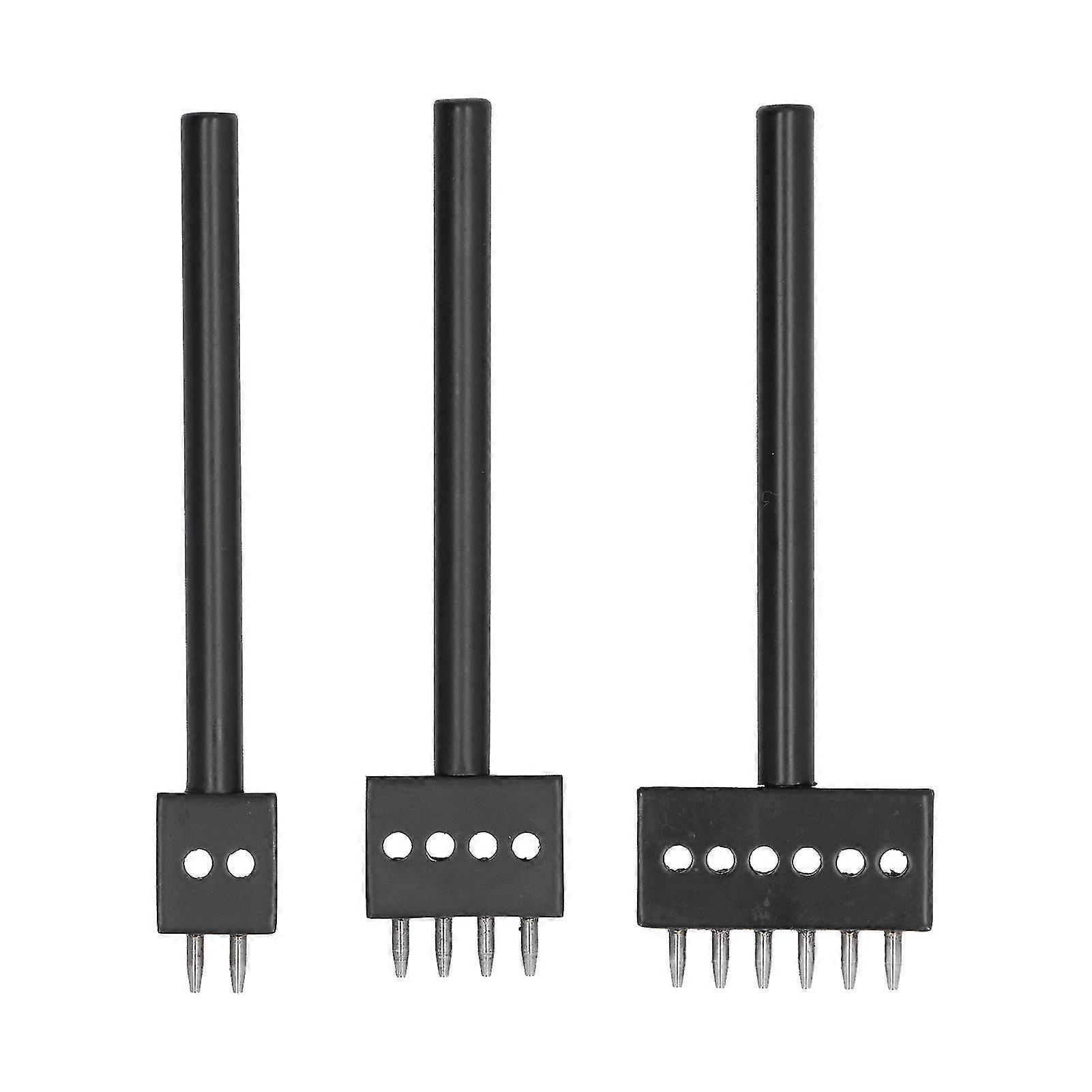 Durable Black Leather Craft Tool Kits - 3Pcs Perforated Tools for 6mm DIY Leather Projects