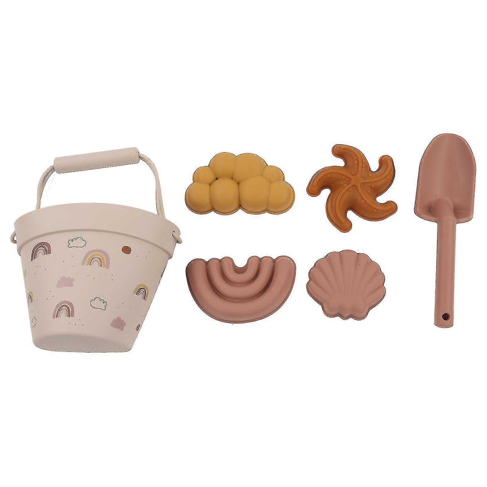 Rainbow Silicone Beach Toys for Kids - Soft and Comfortable Bucket for Parent-Child Interaction