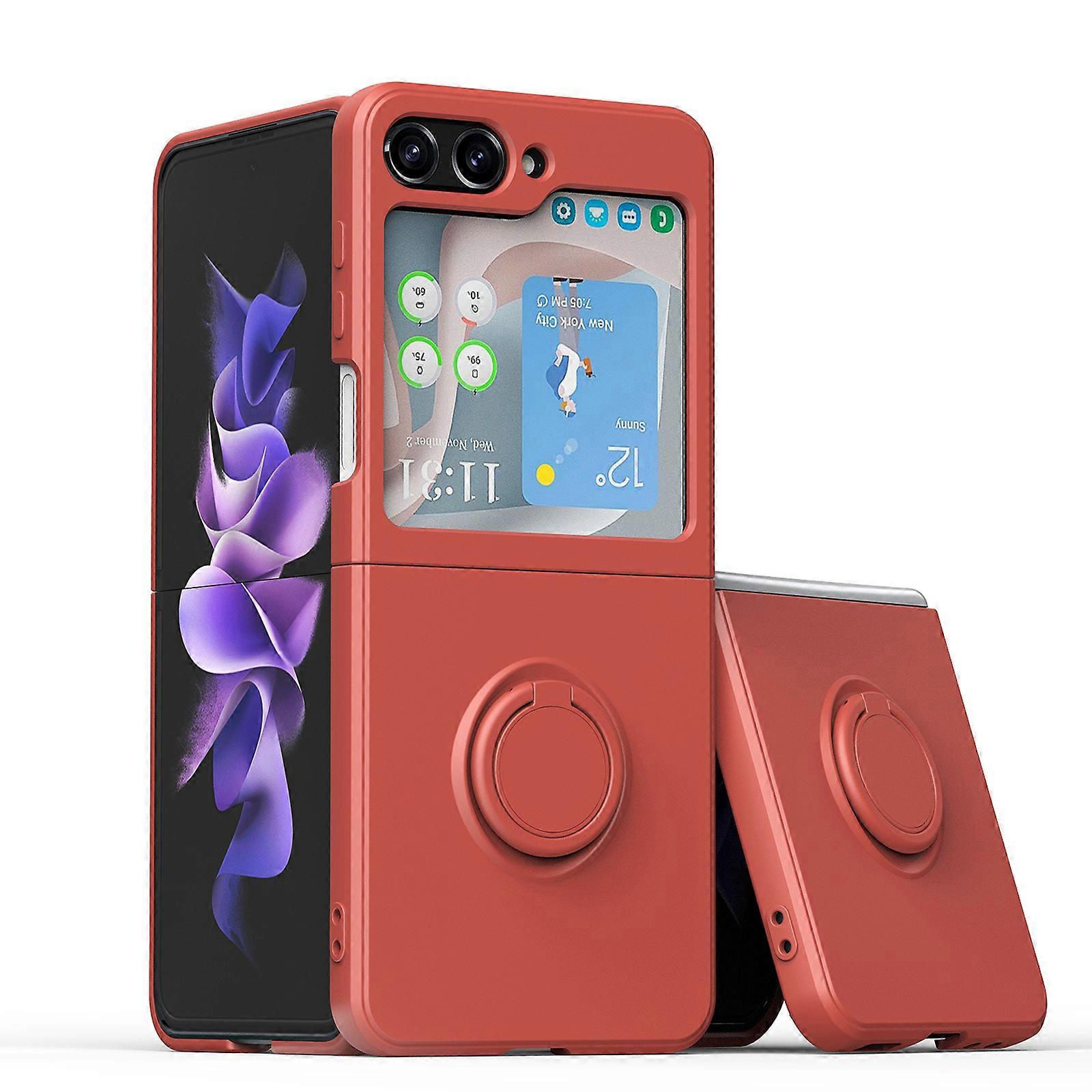 for Samsung Galaxy Z Flip 6 Case, Slim Liquid Silicone Ring Kickstand Soft Anti-Scratch Microfiber Lining Protection Bumper Case for Galaxy Z Flip 6