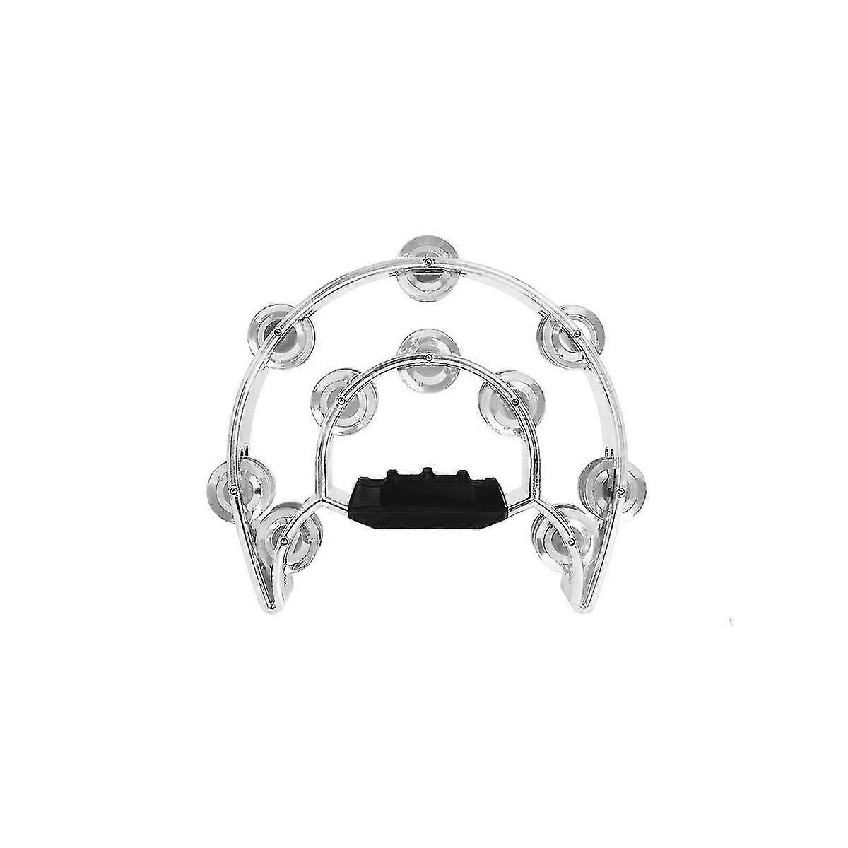 Double-layer Hand Rattle Band Hand Rattle Early Childhoods Education Double- Hand Tambourine,silver